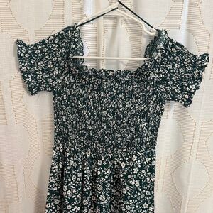 Francesca's Collections Green and White Floral Maxi Dress